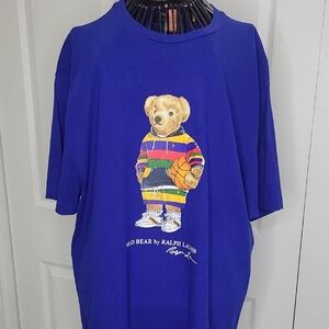 Ralph Lauren Royal Blue Polo Bear Tee Men's Size Large